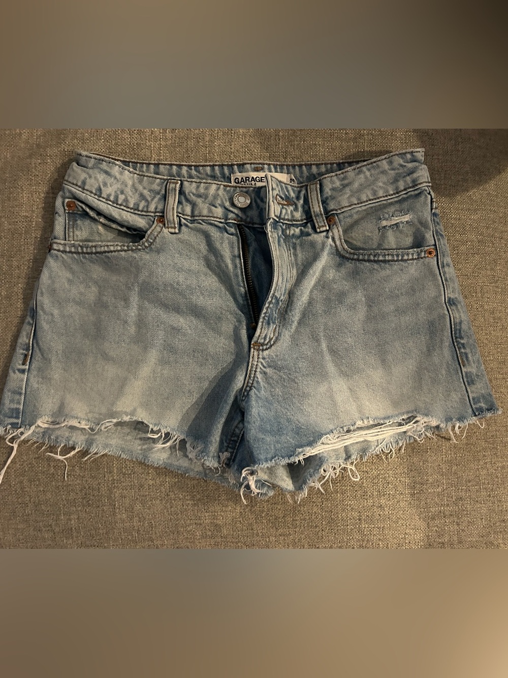 Garage Light Blue Distressed Denim Classic Cutoff Shorts